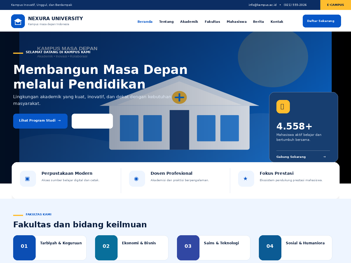 Tema WordPress Kampus — Nexura Campus Blue Two